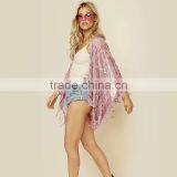 Burnout Rayon Velvet Kimono With Tassels Fringed Bohemian Gypsy Kimono thumbnail-2
