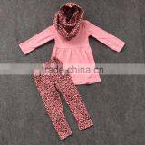 2016 Fashion 3 Pieces New Arrival Pink Leopard Scarf Set Girls Baby Kids Wear Baby Suit Hot Sell Boutique Set thumbnail-1