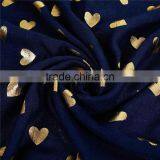 Cotton Polyester Blend Scarves & Wraps Rectangle Golden Navy Blue Heart Import Scarf thumbnail-1