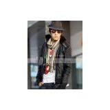 Fashion Fur Collar Leather Slim Mens Jacket thumbnail-2