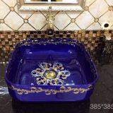 2018 Hot Selling Ceramic Tabletop Square Sanitary Ware Luxury Good Quality Bathroom Art Wash Hand Basin Sink
