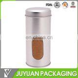 High Quality Round Silver Tins With Window on Body for Spice Storage Canister