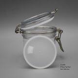 200ml Clear PET Plastic Cosmetic Packaging Pots Jars,200g Round Plastic PET Face Cream Cosmetic Bottle With Metal Clip Lid thumbnail-2