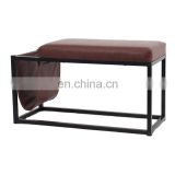 Customized Half PU leather Folding shoe rack storage bench for sundries books in living room