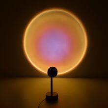Mini Light Bedroom Living Room Background Decoration Modern Round Photo Props LED Projection Sunset Floor Lamp thumbnail-1