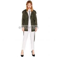 Army Green Lambskin Genuine Leather Motorcycle BlazarJacket With Belt for Women thumbnail-3