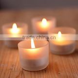 Hand made clear frosted cylindrical short tea light candle holder