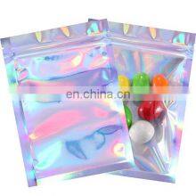 Custom Printing Resealable Transparent Holographic Zip Makeup Packaging Bag Pouch Self Adhesive Holographic Bag thumbnail-3