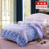 Purple flower printed queen size duvet cover set cheap China wholesale flat sheet set