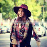 New Winter Plaid Square Tassel Fashion Women Wool Shawl thumbnail-1