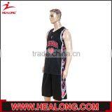 100 polyester mesh fabric red logo embroidery basketball jersey uniform