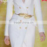 European Metal Leaf Dress Belt Female Thin Elastic Stretch Belt thumbnail-1