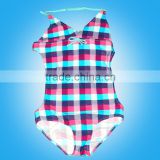 2016 Children Fashion Swimwear For Girls Blue Flower Printed One Piece Bathing Suit Kids Swim Wear