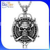 Custom Vintage Rock Punk Gothic Style Stainless Steel Skull Pendant,Titanium Skull Jewelry Wholesale thumbnail-1