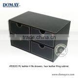 PU Leather 4 Filing Drawers, Faux Leather Office Filing Cabinet, Stationery Desktop Set thumbnail-1