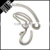 Hip Hop Iced Out Silver Plated Initial Letter U Necklace