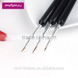 2015 Most Popular Black Handle 3pcs Nail Art Brush Set