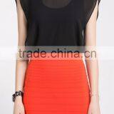 Newest Design Chiffon Tops ,wrap skirt, bat-wing sleeve;bodycon dress, OEM, Guangzhou Clothing Garment Factory