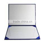 Navy Blue Leather Certificate Holder Four Satin Corners One Moire Fabric-Tent Style thumbnail-2
