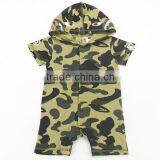 Hot Selling Short Sleeve Baby Cotton Hoodie Bodysuit
