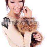 Fashion Girls Genuine Raccoon Fur Cuff for Wrist Arm Warmer thumbnail-5