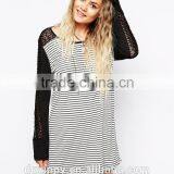 Elements Stripe Fashion Women Tunic With Lace Contrast thumbnail-2