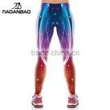 Women Leggings Gradient Lights Printed Legins High Elastic Fitness Running Pants thumbnail-3