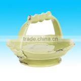 12-1/4-by-11-1/2-Inch Ceramic Easter Basket With Handle, Celery Green thumbnail-1