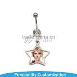 Wholesale Cheap Unique Cool Star Shape Sublimation Hypoallergenic Pregnancy Surgical Nickel Free Steel Belly Button Rings thumbnail-1