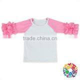 Wholesale Many Colors Boys And Girls Red Ruffle Sleeve Raglan Shirts thumbnail-2
