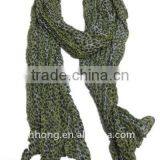 Green Leopard Chiffon Scarf thumbnail-1