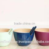Round Colored Lacquer Bamboo Salad Bowl With Lips thumbnail-1