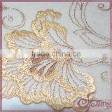 Yellow Floral Silver Metallic Yarn Embroidered Fabric Lace Trimming for Bra,lingerie thumbnail-4