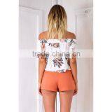 Floral Print off Shoulder Fancy Top Hot Sale Saree Blouse Patterns thumbnail-2