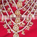 7 Line Bridal KUNDAN GOLD PLATED Necklace DANGLER EARRING Set thumbnail-2