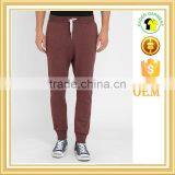 Burgundy Workout Fleece Joggers With Cuff Bottom