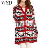 Custom Reindeer Jacquard Long Big Button Ugly Christma Cardigan Jumper for Women thumbnail-1