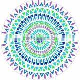 Alson Drop Shipping Round Beach Towel With Tassel Green&White &Blue Cotton Circle Beach Towels thumbnail-1