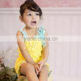 Baby Girls Bubble Ruffle Rompers Adorable Petti Lace Romper With Bow Infant Jumpsuit,toddler Bodysuit With Straps and Ribbon Bow thumbnail-3