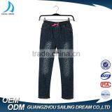 2017 Guangzhou Apparel Factory Pink Bow - Kont Warm Fleece Kids Ruffle Printed Jeans Pants thumbnail-1