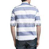 Latest Design One Pocket Oxford Blue and White Stripe Men' s Shirts thumbnail-2