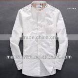2016 New Style Roll up Sleeve Mandarin Collar Linen Cotton Shirts for Men thumbnail-3