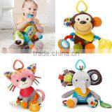 Baby Bed Car Hanging Newborn PLUSH Toy FOR Early Learning Animals Monkey/Dog/Cat/Elephant Doll thumbnail-1
