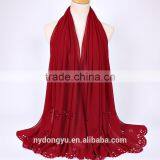 Pearl Chffon Cutout Modal Muslim Scarf/27 Color Muslim Tassel Scarf/islamic Hot Sell Women Hijab