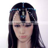 Two Row Wave Tassel Chain Crystal Charm Women Head Hair Headband Headpiece Hot thumbnail-2