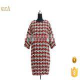 Women High Quality Fashion Middle Length Sleeve Wool Check Winter Dress thumbnail-1