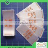 Printed Satin Size Label China Label Printer