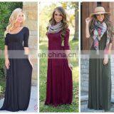 Women Girls Mommy and me Solid Color Jersey Fabric Knitted Maxi Long Sleeve Fall Dresses (this Link for Girls,1-10years) thumbnail-3