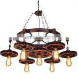 Retro Gear Industrial Loft Decorative Pendant Lamp Wood Chandelier Light thumbnail-5