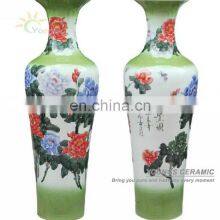 3 Feet Tall Decorative Hand Painted Fish Shape Large Floor Vases Peony Flower thumbnail-1